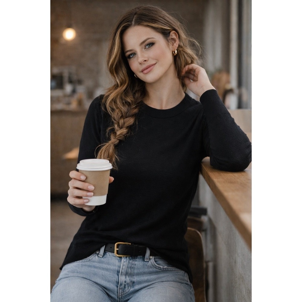 Banana Republic Merino Wool Sweater‎ XS Black Long Sleeve Classic Top